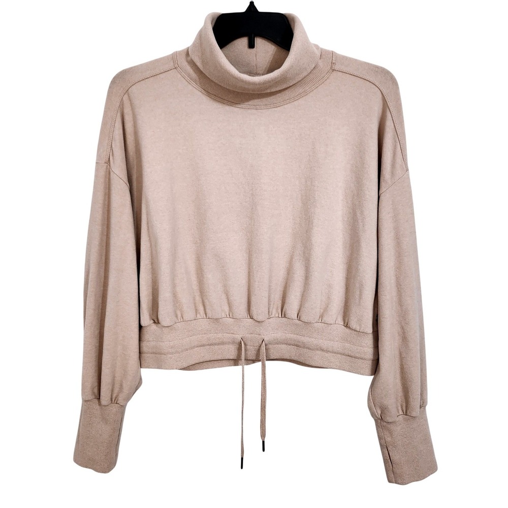 Sweaty Betty Melody Luxe‎ Fleece Drawstring Turtleneck Sweatshirt Size 14 Pink